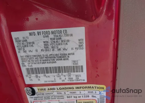 2011 Ford F-150 Lariat из США, поврежденный, VIN 1FTFW1EF2BFA55285